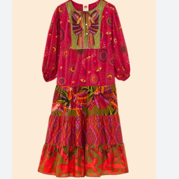 FARM Rio Mixed Prints Embroidered Yoke Maxi Dress - Picture 5 of 12